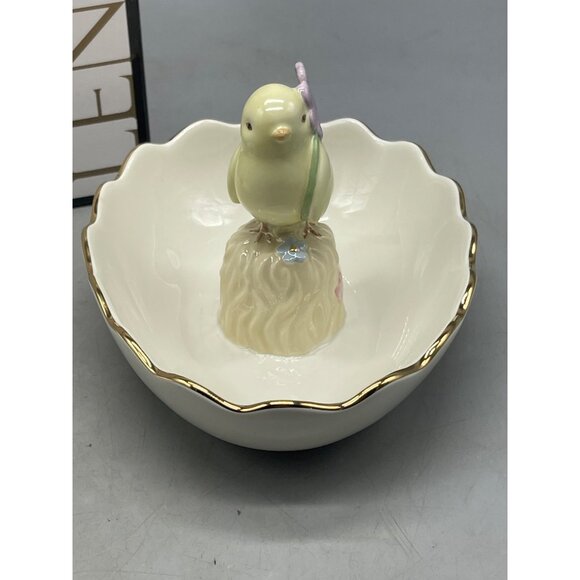 Lenox American design Soring Chick Candy Dish 4x4" yellow gold floral READ NEW - Picture 5 of 8
